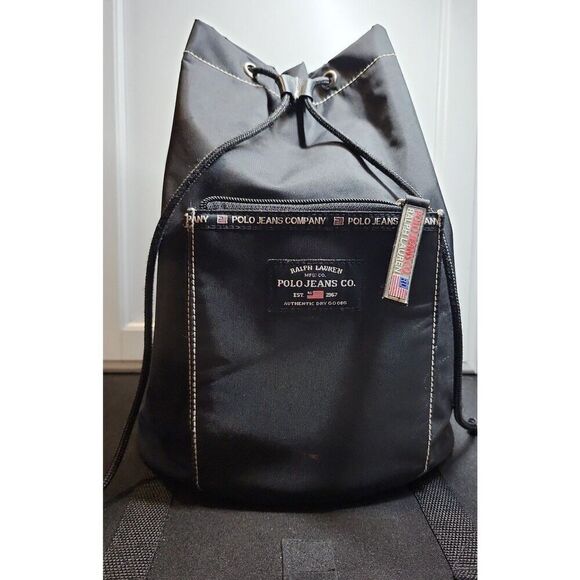 Ralph Lauren Polo Jeans Co. Y2K vintage women’s Backpack Black - Picture 1 of 4